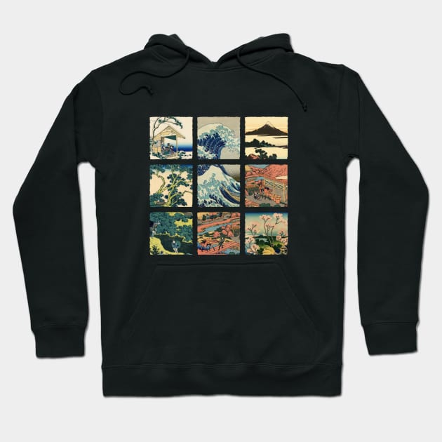 Ukiyo-e Collage: Katsushika Hokusai Hoodie by Merch Sloth